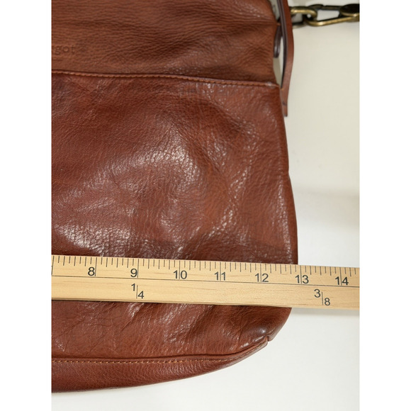 Margot New York Mickey Cognac Brown Leather Double Zip Crossbody Shoulder Bag - Picture 4 of 16